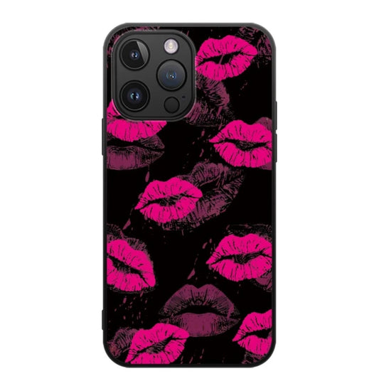 Pink Lips Graphic Glass Back Phone Case